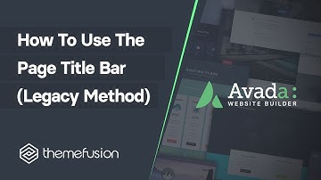 How To Use The Page Title Bar (Legacy Method)