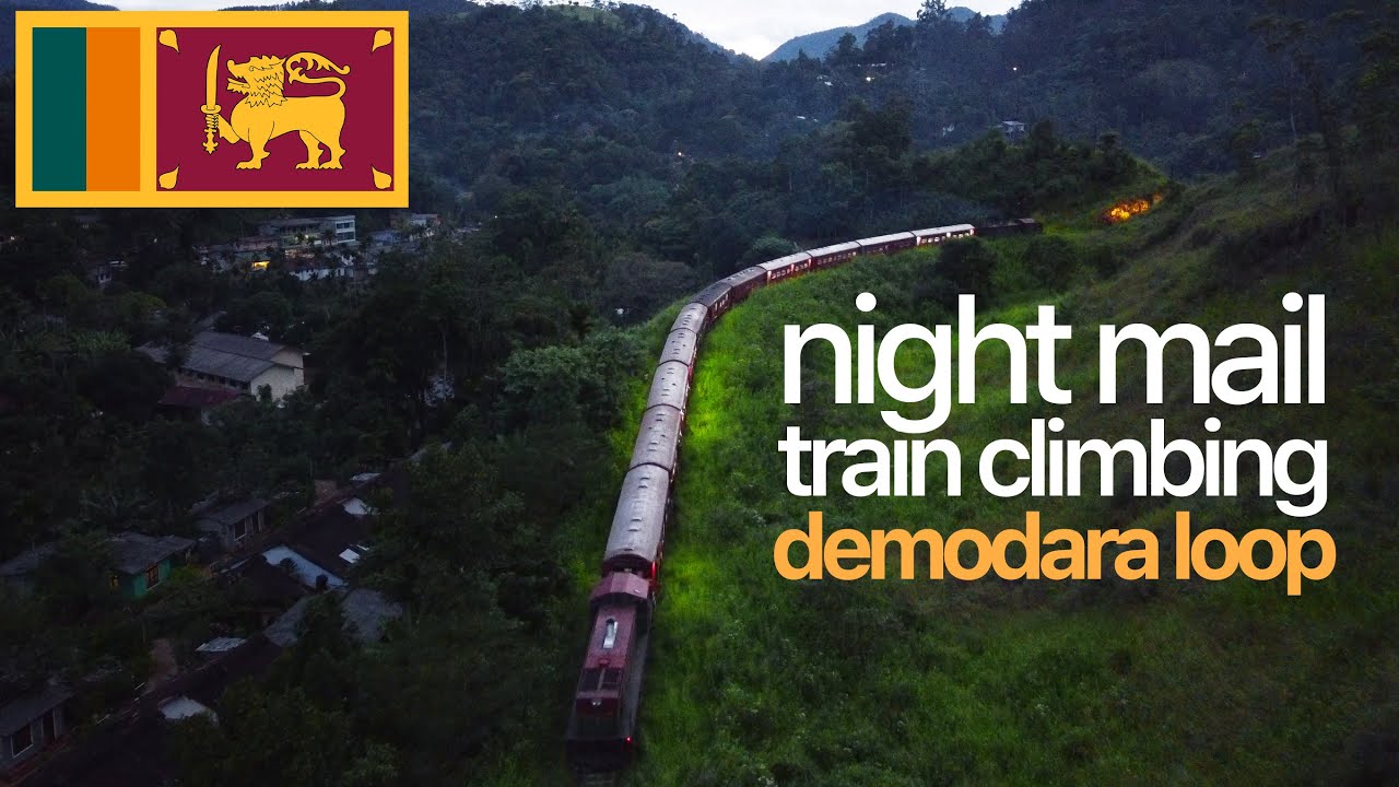 Night mail train climbing Demodara loop - Sri Lanka 🇱🇰