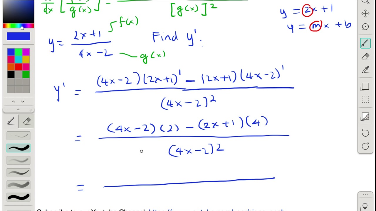 Calculus 2.27 Quotient Rule Worked Example 1 - YouTube