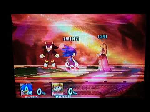 Shadow using Chaos Control with Sonic and Peach in SSBB