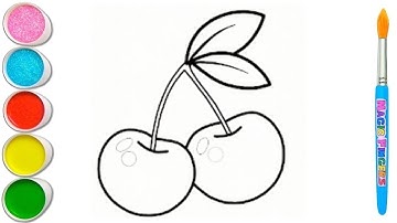 CHERRY Drawing EASY Step By Step / DRAWING TUTORIAL For BEGINNERS