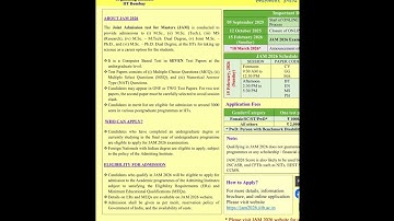 IIT JAM 2026 Notification out || Eligibility , Exam Pattern, syllabus || IIT JAM 2026