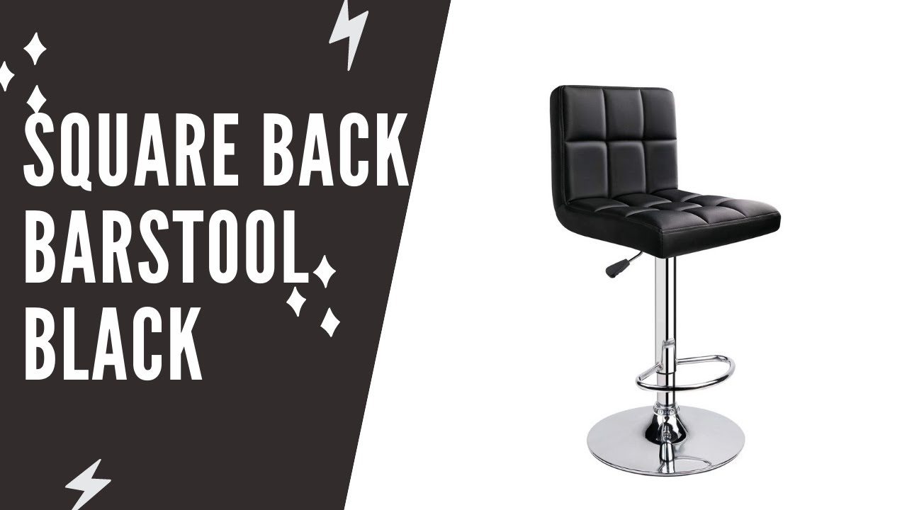 Square Back Adjustable Swivel Bar Stool Black Homekoko YouTube