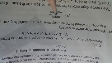 How to calculate Percentage Error in Density.