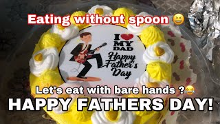 Happy Father's Day Daddy Teaching them eating using bare Hand's
