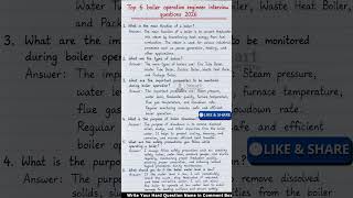 6 boiler operation engineer interview questions 2026 #shorts #boiler #engineer