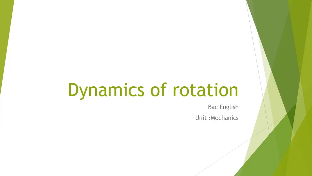Dynamics of rotation 1. How we can identify a translational motion ...