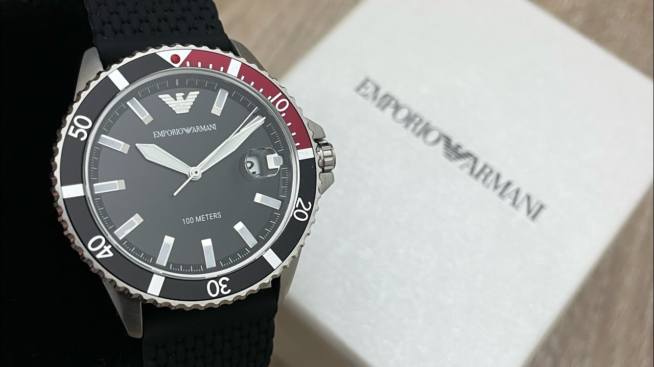Emporio Armani Black Dial Silicone Strap Men's Watch AR11341
