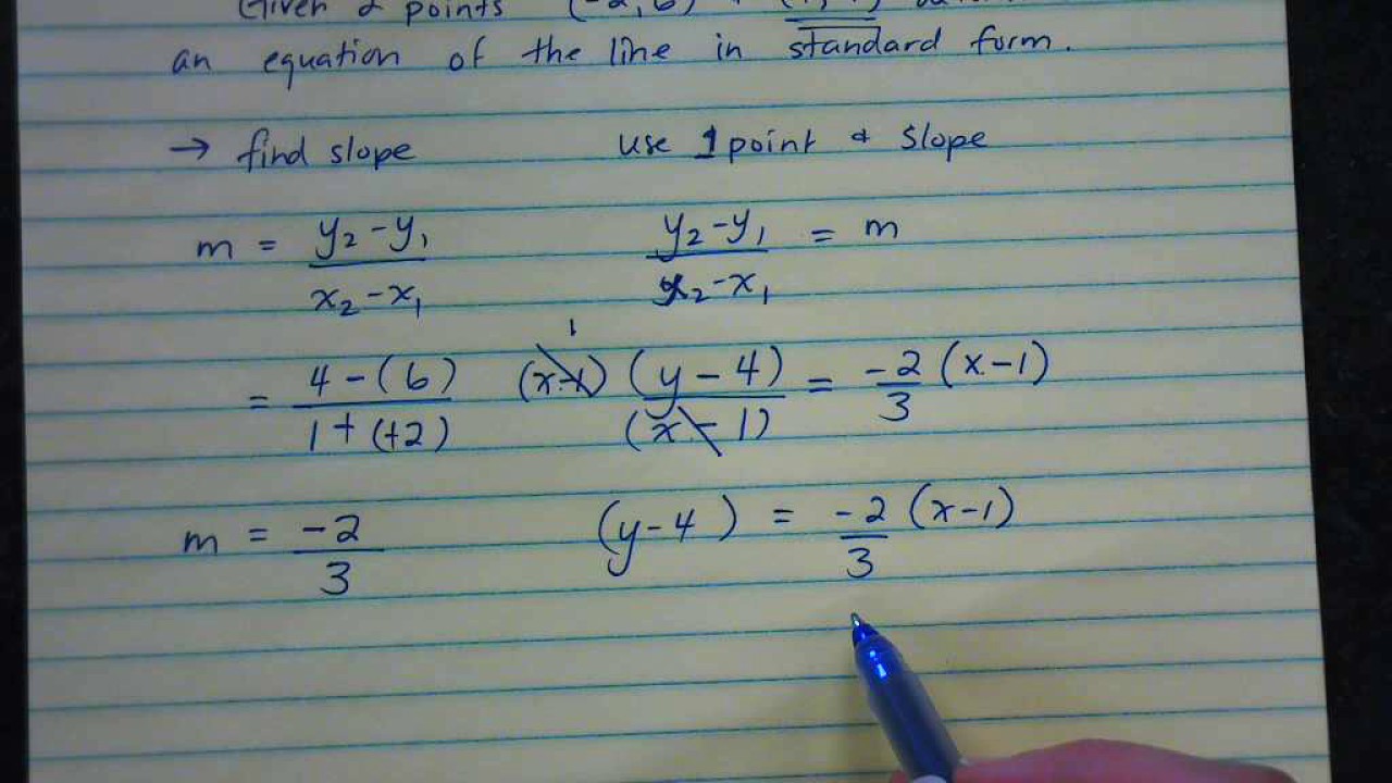 Equation of Line STANDARD form mistake when subtract 2 at the END