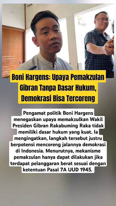 Boni Hargens: Upaya Pemakzulan Gibran Tanpa Dasar Hukum, Demokrasi Bisa Tercoreng