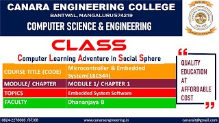 VTU MCES(18CS44) Microcontroller & Embedded systems  [Embedded System Software] (M1 L6)