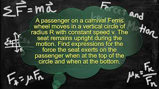 Physics Problem - Force and the Laws of Motion - Circular Motion - Normal Force on a Ferris Wheel