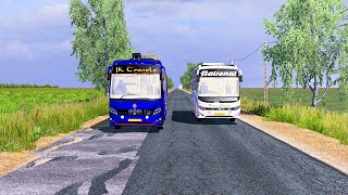 Vega Sleeper Bus Driving on Village Narrow Road
