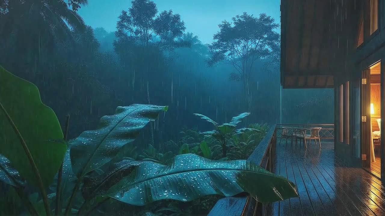 Sleep Now with Gentle Rain Sounds and Distant Thunder at Cozy Cabin 🌧️