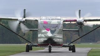Pink Skyvan Short SC-7 Skyvan preflight check and takeoff at Airfield Punitz | OE-FDI