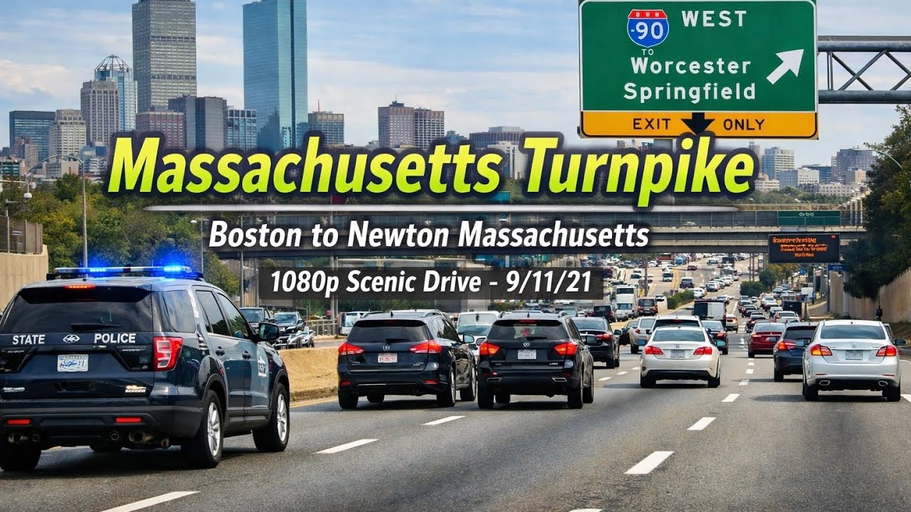 🚖 Massachusetts Turnpike | Boston to Newton Massachusetts | 1080p Scenic Drive  - 9/11/21