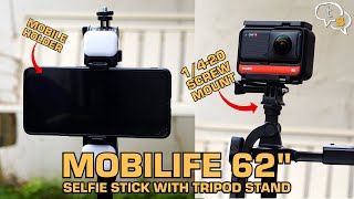 Mobilife 62 inch Selfie Stick with Tripod Stand and 360 degree Rotation