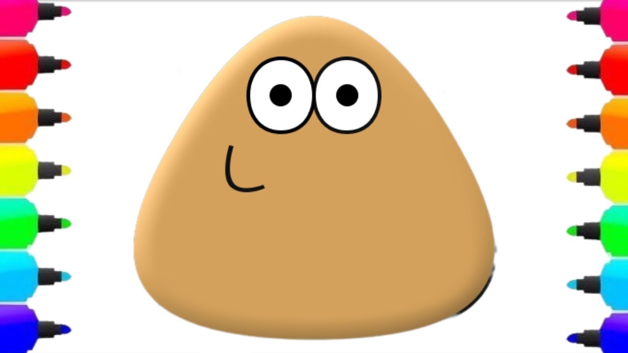 how to draw pou for kids and toddlers easy coloringcoloring paint