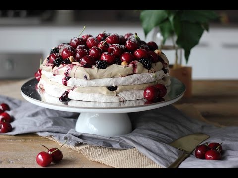 Mocha Blackberry Meringue Cake