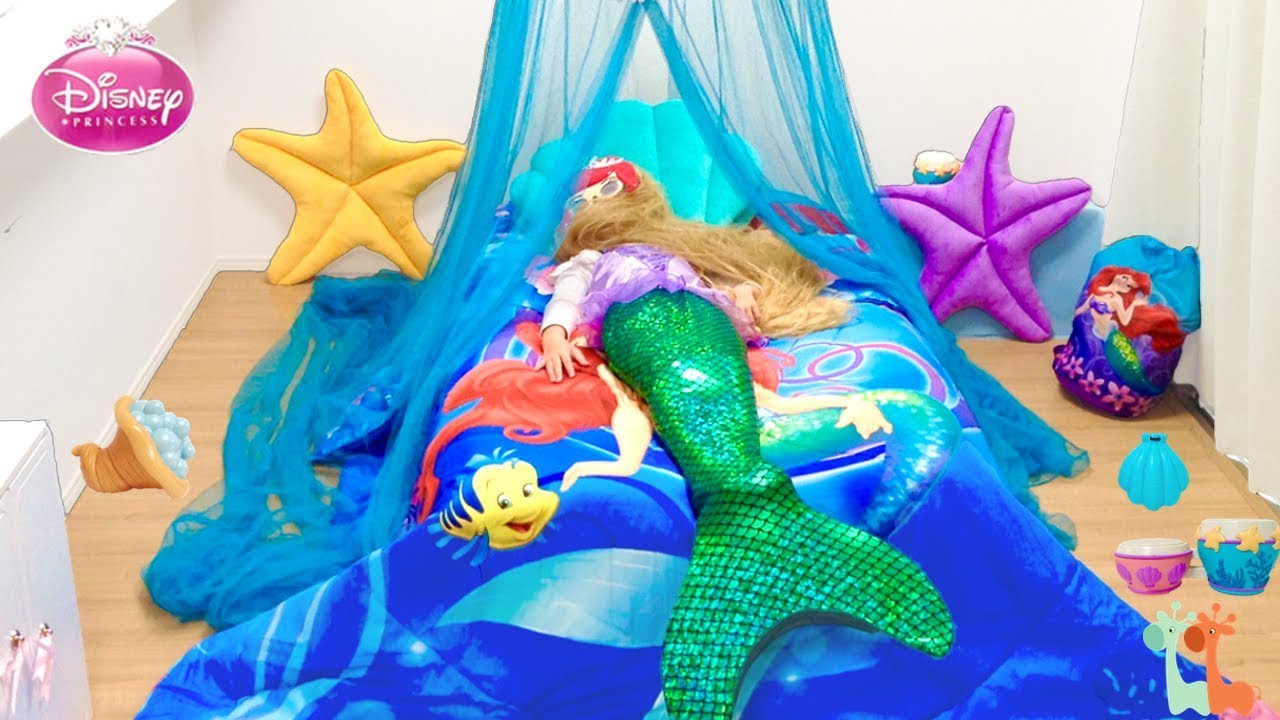 アリエル お姫様ベッド 人魚姫のベッドルーム ディズニープリンセス Diy Little Mermaid Ariel Bedroom Canopy Bed Disney Princess Youtube