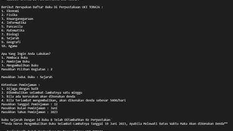 Project UAS Struktur Data - Program Perpustakaan (Operasi Array, Perulangan, Percabangan & Function)