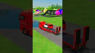 TRANSPORTING CARS, AMBULANCE, POLICE CARS, FIRE TRUCK OF COLORS! WITH TRUCKS! - FS 22