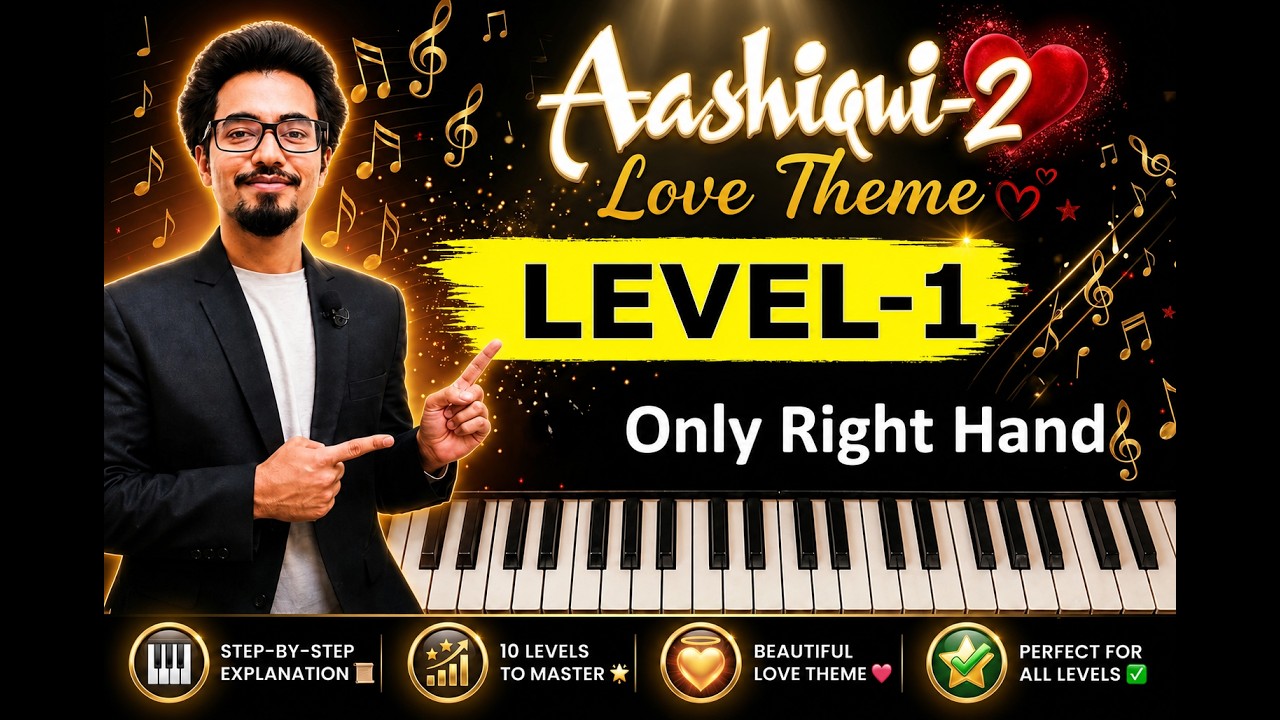 Aashiqui-2 Love Theme | Level-1/10 | Piano Tutorial | Beginner to Pro Level | #aashiqui2 #piano