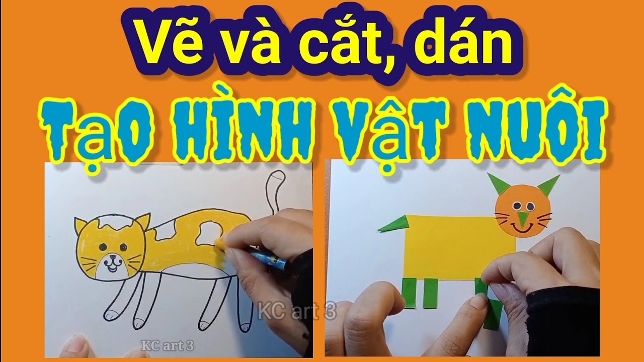 Vật nuôi : Vẽ và cắt, dán tạo hình con vật em yêu | Vẽ con mèo ...