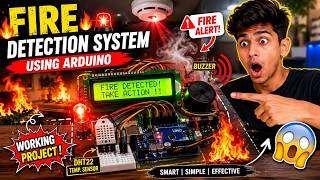 🔥 Fire Detection System Using Arduino | DHT22 + LCD + Buzzer | Wokwi Simulation