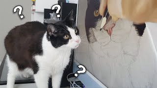 Cat&#39;s reaction to Painting His Portrait