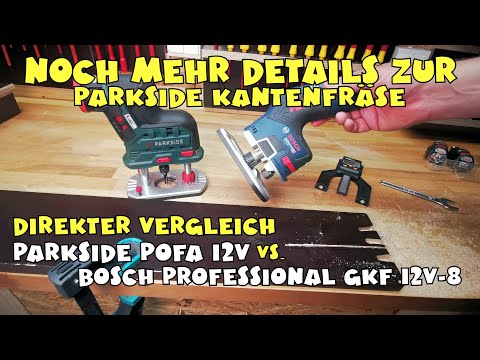 Direkter Vergleich Lidl - PARKSIDE® Akku Oberfräse POFA 12 vs. Bosch Professional GK 12V-8
