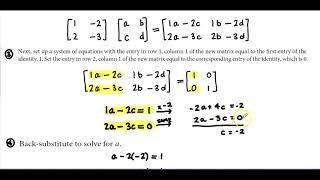 Math 10 7.7 Example 3 Finding the Multiplicative Inverse Using Matrix Multiplication