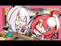 初めてフブさんと2人きりでご飯を食べに行ったみこち【ホロライブ切り抜き漫画】【ホロライブ /さくらみこ/白上フブキ/星街すいせい】【手描き】