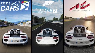 Project Cars 3 vs Forza 7 vs Assetto Corsa | Porsche 918 Spyder Sound Comparison