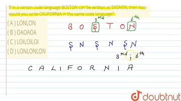 If in a certain code language BOSTON can be written as SNSNSN, then how would you write CALIFORN...