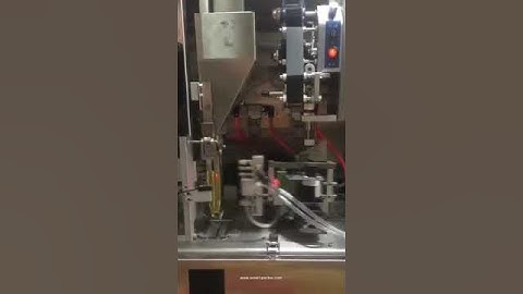 Small tea bag premade bag feeding loading filling sealing packing machine production video