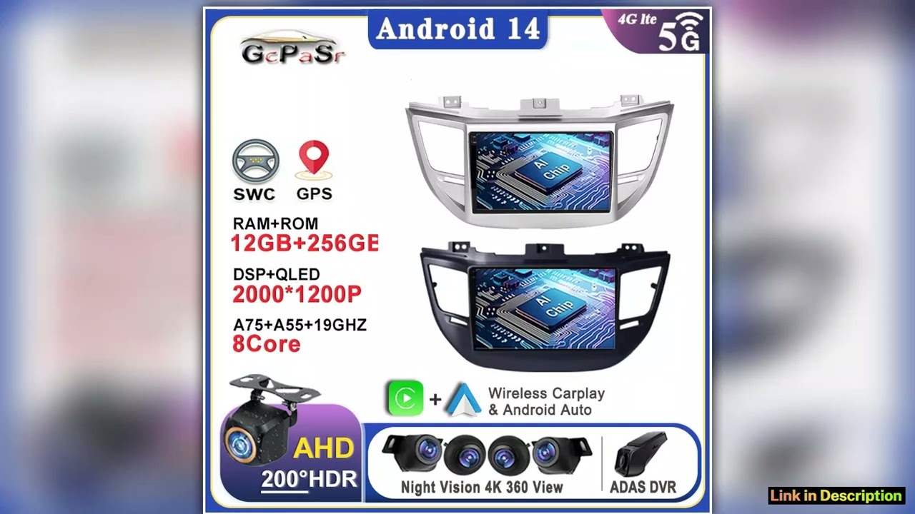 Car Radio Android 14 For Hyundai Tucson IX35 3 2015 2016 2017 2018 Highperformance CPU Dash Cam GPS