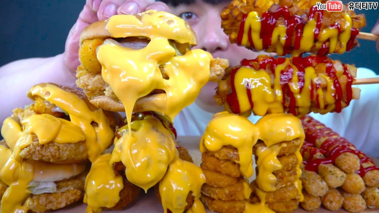 ASMR KFC NEW BURGER & CHICKEN NUGGET & CORN DOGS KFC 신상 버거 & 치킨너겟 & 핫도그