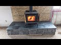 Natural Stone Wood Stove Fireplace in Off Grid Cabin - Start to Finish
