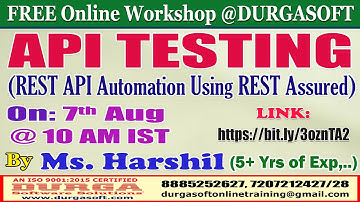 API TESTING (FREE Workshop) Online Training @ DURGASOFT