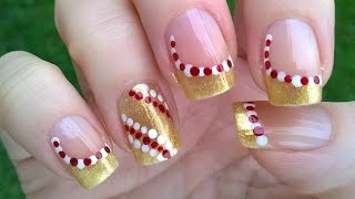 nail nails christmas designs easy gold diy holidays