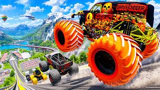 Epic High Speed monster trucks jumps stunts & crashes #247 | BeamNG Drive screenshot 1