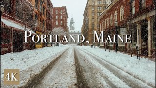 Walking in the Snow, Portland Maine 🦞❄️ (4K) | Binaural Audio, City & Ocean Sounds