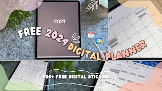 free 2024 digital planner   500 digital stickers! ☁️✨