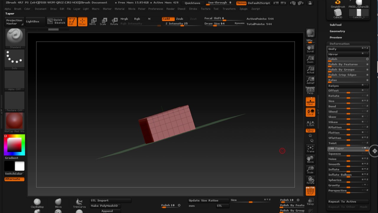 red axis mean zbrush