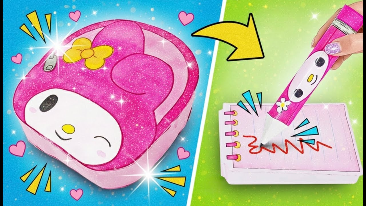 Полностью розовые школьные принадлежности Barbie 💖🎀 DIY обновление стола