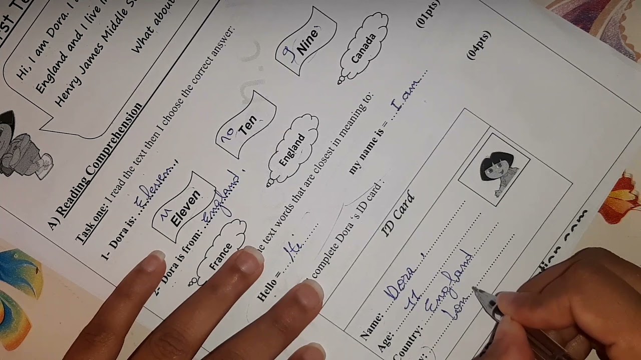 اختبارات الفصل الأول لغة انجليزية سنة اولى متوسط