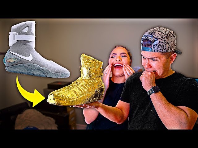 Turning Husbands Nike Air Gold! - YouTube