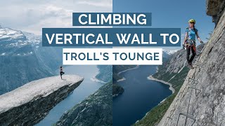 Climbing VERTICAL wall | TROLLTUNGA Via Ferrata NORWAY