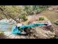 Excavator Tackling a Hazardous Position | Mountain Road Construction Featuring Kobelco Excavator